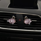 Katutude 2 Pcs Crystal Swan Car Air Vent Clips with Rose Scent, Pink