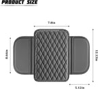 Car Armrest Cushion Pad, Leather Vehicle Center Console Cover with 2 Storage Bags, Non-Slip Automotive Interior Arm Rest Seat Box Cover Accessories, Universal for SUV RV Sedan (Silver Gray)