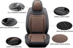 Car Seat Covers Full Set Fit for Toyota Matrix 2003-2014, Premium Faux Leather Car Seat Protector,Breathable Anti-Slip Full Wrapping Edge Seat Covers(Black&Brown,Full Set)