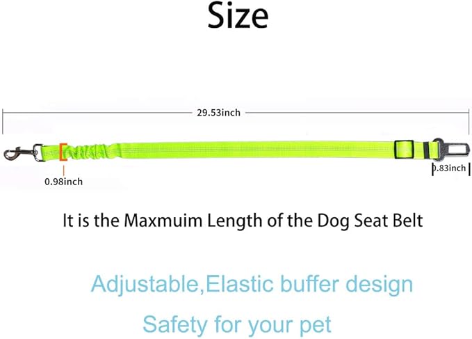 3 Colors Dog Safety Belt Pet Seat Belt Dog Car Harness Adjustable 360° zinc Alloy Buckle with Elastic,High Strength,Wear-Resistant and Durable,Easy to Install,Easy to Wash(Grey)