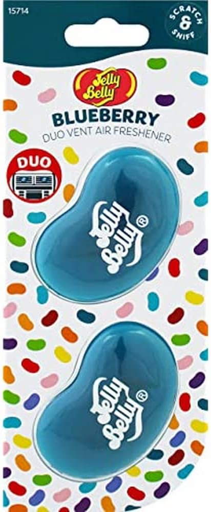 California Scents Jelly Belly Blueberry Mini Vent 3D Gel Duo Pack Air Freshener Car Fragrance, Green