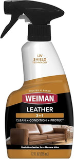 Weiman Leather Cleaner and Conditioner for Furniture - Cleans Conditions and Restores Leather Surfaces - UV Protectants Help Prevent Cracking or Fading of Leather Car Seats, Shoes, Purses