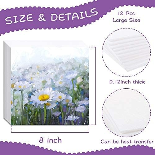 Maitys 12 Pieces Sublimation Air Fresheners Blanks Sheets Car Scented Hanging Felt Air Freshener White Fragrant Sheets 8 x 8 Inch Large Size Auto Scented Fragrant for Car Home Use Heat Press Decor