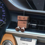 Car Air Diffuser - 2-in-1 Shaking Wooden Man Figurine & Refillable Aroma Vent Clip with 5ml Capacity, Natural Walnut Wood Essential Oil Air Freshener, Car Dashboard Decor Ornament for Driver