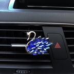 Katutude 2 Pcs Crystal Swan Car Air Vent Clips with Fragrance Tablets, Car Diffuser Air Freshener Vent Clips Air Conditioner Outlet Clip Charm Bling Car Interior Decoration, Blue