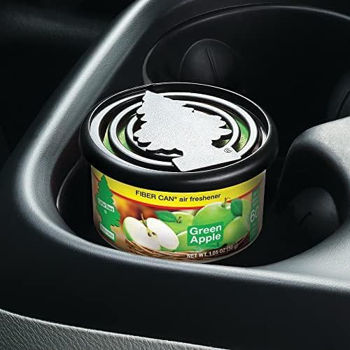 LITTLE TREES Car Air Freshener | Fiber Can Provides Long Lasting Scent for Auto or Home | Recycled Fiber | Green Apple, 4 Air Fresheners