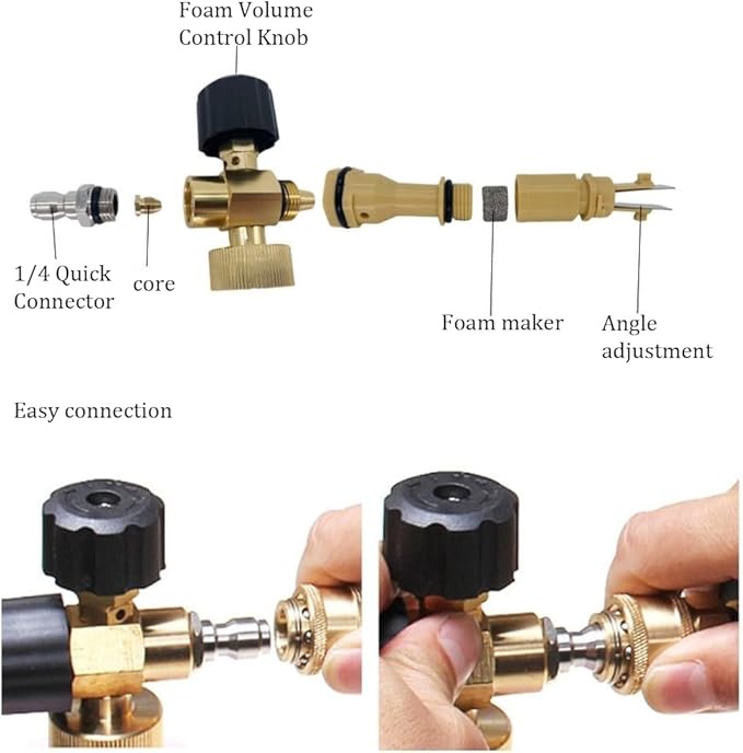 Foam Cannon, 1L Adjustable Snow Foam Lance with 1/4 Inch Quick Connector Power Washer Foam Cannon for Pressure Washer