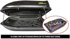 JEGS Rooftop Cargo Carrier for Car Storage - Large Roof Rack Style Carrier - Heavy Duty Weatherproof Storage - Made in USA - 18 Cubic Ft - 110 Lb Capacity - Aero Hard Shell
