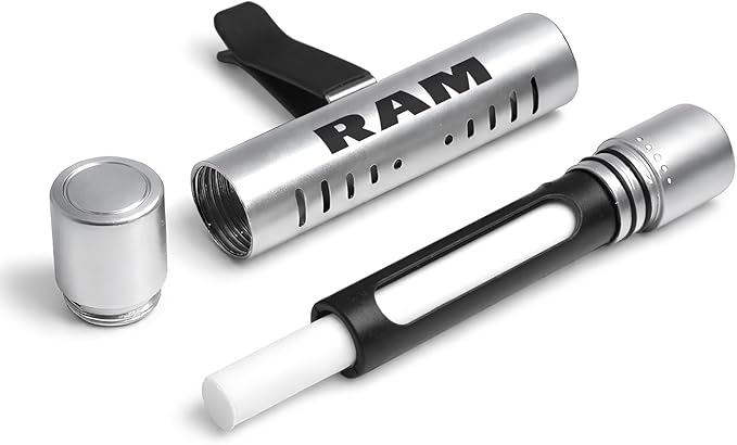 iPick Image for RAM Car Vent Air Freshener Clip - Official Licensed Silver Aluminum with Adjustable Window + 10 Refill Sticks