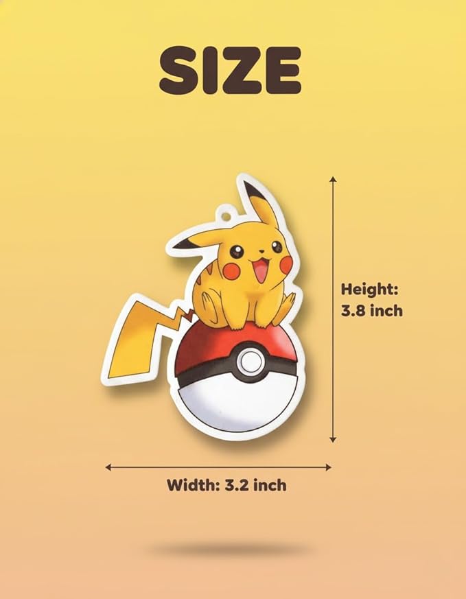 PumpCar 2 pieces double-sided yellow pika hanging cartoon cherry-scented funny car air freshener Cool hanging for rearview mirror Car Interior Accessories Gifts