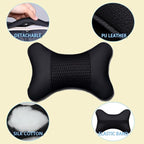 Car Neck Pillows Both Side Pu Leather 2 Pack Car Headrest Pillow for Most Cars Driving Seat Breathable Automotive Neck Support Adjustable Cute Auto Neck Pillow Neck Shoulder Pain Relief for Travel