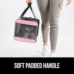 GORILLA GRIP Cat Carrier Travel Bag Up to 15 Lbs, Soft Collapsible Small Dog Carriers, Top and Side Entry Breathable Mesh, Grip Feet on Underside, Cozy Washable Waterproof Pad, Portable Kennel, Pink