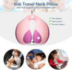 MOOB Kids Travel Neck Pillow Traveling Gifts for Toddler & ChildrenToddler Neck Pillow for Carseat & Airplane, Kids Travel Pillow Light Pink