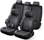 Car Seat Covers Full Set Fit for Toyota Matrix 2003-2014, Premium Faux Leather Car Seat Protector,Breathable Anti-Slip Full Wrapping Edge Seat Covers(Black&White,Full Set)