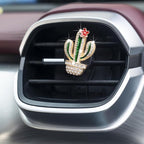 3 Pcs Bling Cactus Air Vent Perfume Clips, Rhinestone Artificial Plant Succulents Car Air Fresheners Aromatherapy Clips, Car Interior Decoration Accessories, Gift for Men Women