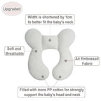 Upgraded Baby Head Support Pillow for Newborn Toddler, Soft Cotton Baby Travel Pillow for Car Seats and Strollers for Baby, White