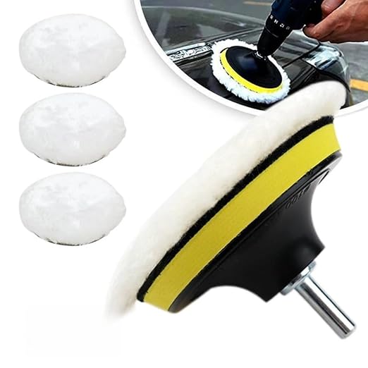 6Pcs 6 Inch Wool Polishing Buffing Pad Polishing Buffing Wheel for Drill Buffer Polisher Attachment with M14 Drill Adapter for Car Polishing and Waxing,Glass,Tire,Tile Polishing