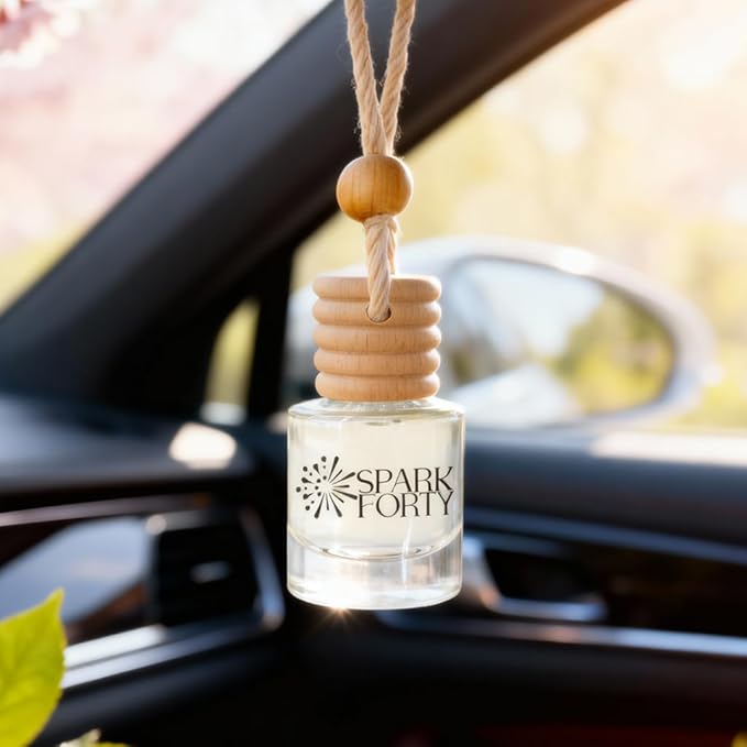 Spring Car Perfume Car Air Freshener 30-Day Luxury Hanging Diffuser Essential Oil Perfume Gift for Men & Women, Amber Musk & Floral Long-Lasting Vehicle Scent New Car