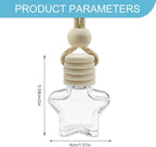 5PCS Hanging Car Air Freshener, Car Air Freshener Diffuser, 8ml Empty Glass Auto Oil Perfume Aromatherapy Diffuser Charms, Refillable Perfume Bottles for Most Vehicles (Star, Style 1)