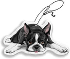 WIRESTER Hanging Air Freshener for Car, Home, Bathroom, Office, Decorative Charm Ornaments, Boston Terrier Dog Lying Down Looking Up