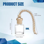 ASUBHA 20 PCS 8ml Hanging Car Air Freshener Diffuser,Empty Clear Glass Essential Diffuser Oil Aromatherapy Fragrance Perfume Pendant Glass Vials with Wooden Caps & Hanging String, Cylindrical