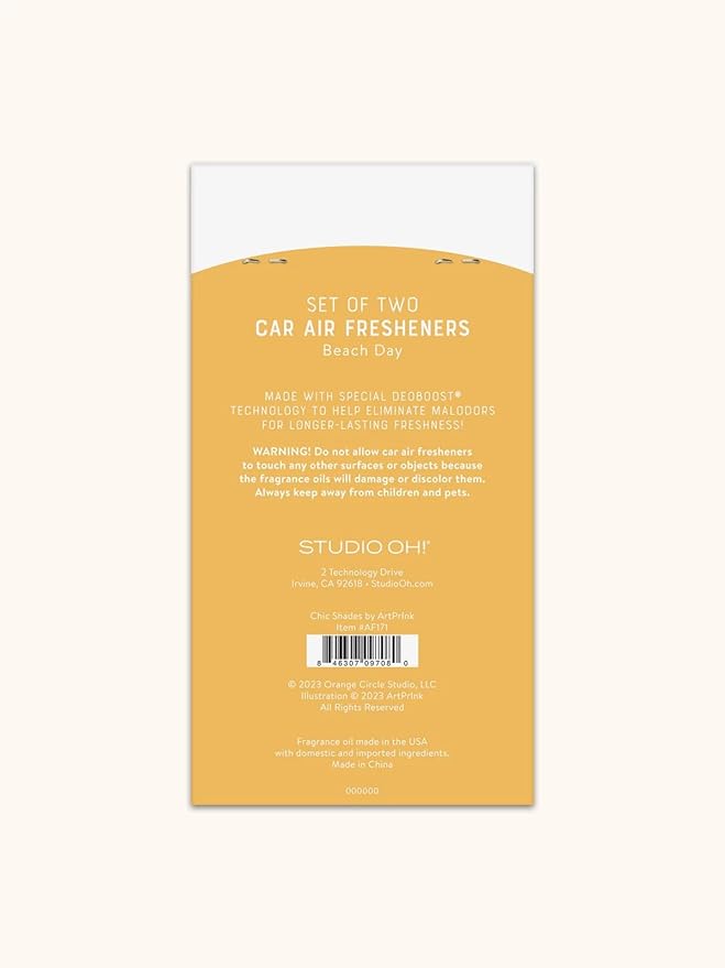 Studio Oh! Scented Hanging Car Air Fresheners - Pack of 2 - Natural & Exclusive Fragrance with DeoBoost Technology - Unique Design with Decorative Bead - Chic Shades