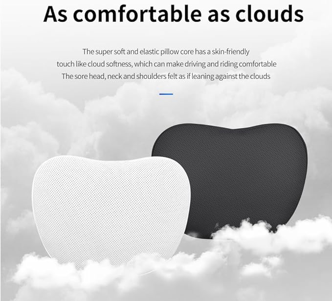 Seat Headrest Neck Pillow for Tesla Model 3 ModelY/S/X Uniquely Designed Neck Pillow Seat Headreck Cushion Nappa Leather Neck Support Car Accessories (H-White-2pcs)