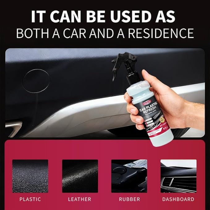 Car Black Plastic & Trim Restorer - Car Detailing Restorer Spray for Faded Plastic,Trim, Bumpers, Leather & Vinyl, Restores Original Black Color, Long-Lasting Shine & Protection, 500ML