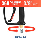 YAMATIC Pressure Washer Gun 5000 PSI - 3/8" Swivel Plug & M22-14mm Coupler, Power Washer Extension Wand Trigger Handle with 1/4" Quick Connect for Foam Cannon Car Wash