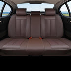 Coverado Rear Seat Covers for Cars, Brown Back Seat Protector, Back Seat Cover for Kids, 3-Pieces Waterproof Car Seat Cushion Nappa Leather Seat Cover for Back Seat Universal Fit for Most Cars