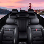 Car Seat Cover 8 Seats for Hyundai Palisade 2020-2025, Durable Wear Resistant Waterproof Sport Seat Cover, Breathable No Odor Premium Leather Vehicle Seat Covers.(Luxury,Black White)