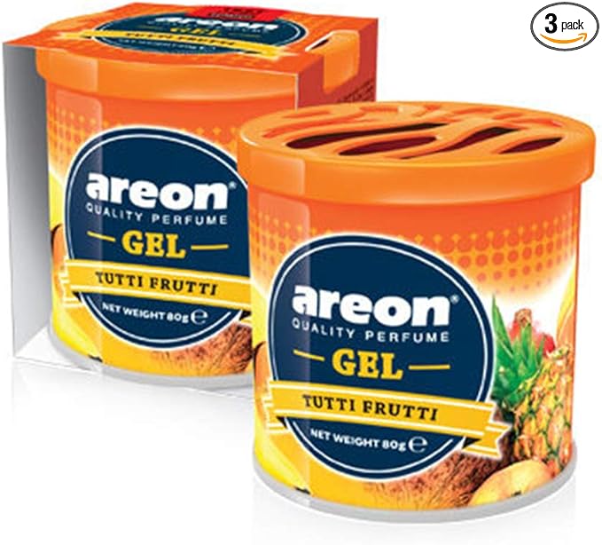 AREON GWP08 Car Perfume GEL Air Freshener Long Lasting Scent for Car or Home Odor Eliminator - Tutti Frutti (Pack of 3)