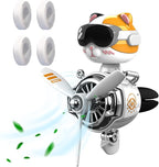 Car Air Freshener, Cute Cat Vent Clip Automotive Air Outlet Fan Diffuser, Car Interiors Vent Decoration (Shake Head Style - Cat, Ocean Scent, White)