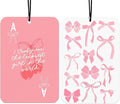 Pink Coquette Bows Car Air Freshener Hanging 2Pcs Girly Cherry Car Accessories Interior, Preppy Trendy Cherry Rearview Mirror for Cars Retro Cute Cars Freshie for Women Girls Teens(Lavender)