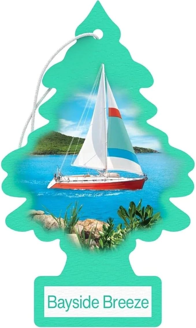 Little Trees Cardboard Hanging Car, Home & Office Air Freshener, Bayside Breeze (Pack of 6)