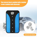 Bling Car Center Console Cover, Crown Crystal Rhinestones Vehicle Armrest Mat Protector, Anti Slip Sparkling Automotive Arm Rest Seat Box Cushion Pad Decor Accessories, Universal Fit (Blue)