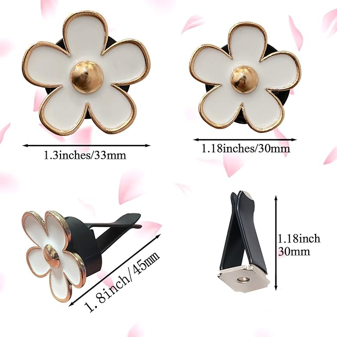 Car Air Freshener Vent Clips for Women 6 Pieces Cute Car Vent Clips Decorations Daisy Flower Car Accessories Air Freshener Clips for Christmas Anniversary Girls Gift (6 pcs white pink rose red)