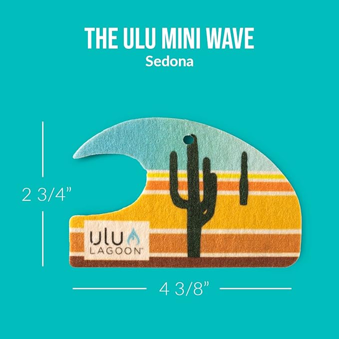 ulu Lagoon Hanging Car Air Freshener | Tropical Beach Coconut Surf Wax Scent Mini Wave | Long Lasting Car Freshener, Closet and Beyond | Made In USA | 3 Pack (Desert)