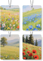 Landscape - Themed Car Air Freshener 4 Pcs, Oil Painting - Style Scenery Hanging Air Freshener for Cars Closet Drawer Books, Car Accessories Mirror Decor for Nature Lovers.