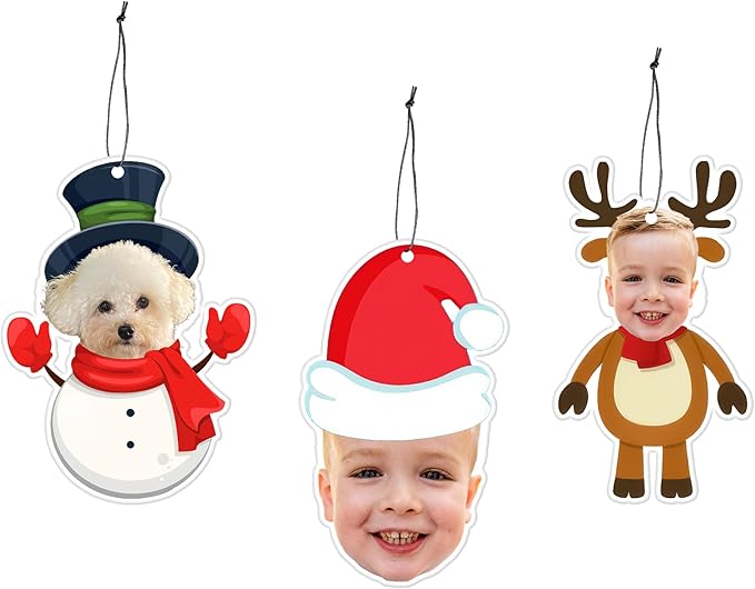 Custom Car Air Freshener - Christmas Hanging Car Air Freshener - Personalized Christmas Ornament with Face Photo Funny Design