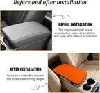 Car Center Console Cover, PU Leather Vehicle Armrest Seat Box Cover Protector, Comfortable Automotive Interior Arm Rest Cushion Pad Accessories, Universal for SUV Sedan Truck (Orange)