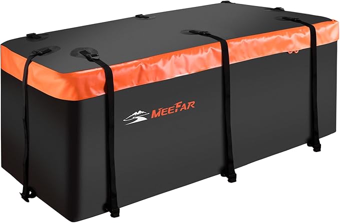 Car Roof Top Rooftop Cargo Carrier Bag cu ft Cubic feet Waterproof for All Cars with/Without Rack, Includes Anti-Slip Mat, 10 Reinforced Straps, 6 Door Hooks, Luggage Lock (20 Cubic Feet Hitch)