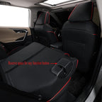 EKR Rav4 Seat Covers Custom Fit for Toyota Rav4 2021-2024 Prime SE,XSE & 2019-2025 Hybrid/PHEV SE,XSE, Leather Car Seat Cover Full Set for SUV,Faux Leather(Black with Red Trim)