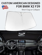 Proadsy 2026 Upgrade Windshield Sun Shade Custom Fit 2018-2023 BMW X2 F39 Foldable Front Sunshade Protector Sun Visor Blocks UV Rays Keep Car Cooler