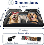 GENANY Cute Golden Retriever Dog Couple Funny Windshield Sun Shade for Car SUV Truck (55x30 Inches), Sun Shade Windshield, Protector Blocks UV, Spring Car Decor