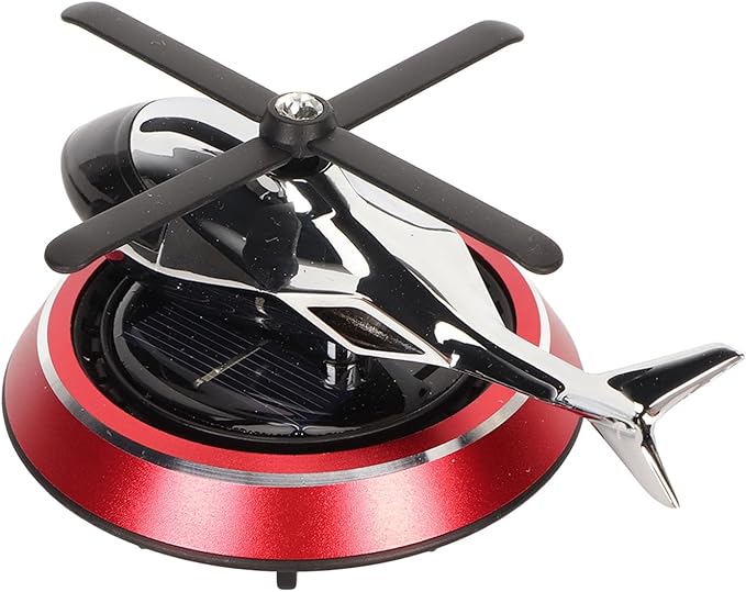 Focket Helicopter Car Air Fresheners Rotating, Solar Car Fresheners Airplane Car Perfume Decoration for Office Bar, Relieve Stress Alloy Car Essential Oil Diffuser for Home (Red)