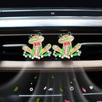 Frog Car Accessories, 2pcs Bling Tree Frog Air Vent Clips Car Air Fresheners,Cute Red Bow Tie Colorful Rhinestones Frog Car Decor,Refillable Diffuser