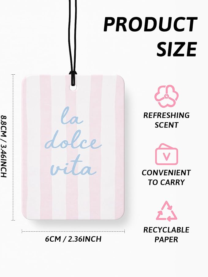 Preppy Summer Beach Car Air Freshener 4 Pcs, Coastal Ace Card lucky 8 Dice Bikini Summer Hanging Air Freshener for Closet Drawer Books, Girly Beachy Car Accessories Mirror Decor for Women