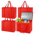 musbus 4 Pack xl Insulated Grocery shopping bag, Red, Cooler bag, zipper, Foldable, Tote, Cold and Hot,for Men/Women, Delivery, for Picnic