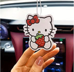 4 Pack Cute Car Air Freshener - Hanging Fresheners for Car Interior & Room Decorations, Funny Decor (Strawberry)